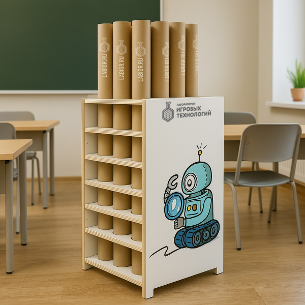 Детальное изображение Тумба для вертикального хранения полей по робототехнике (на 6 тубусов)